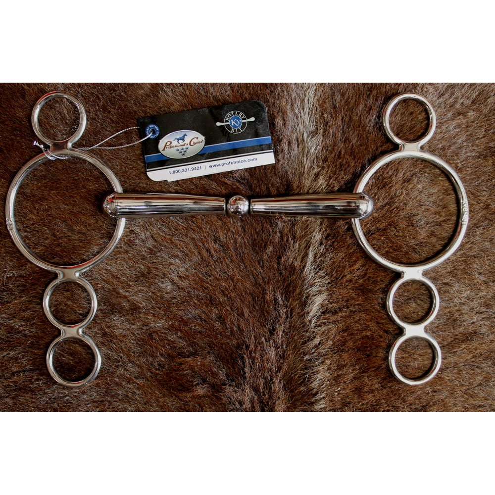 Horse Professional Choice SS Gag Bit 4 Ring Single Joint 5.5" Mouth Bit
