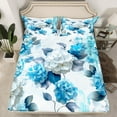 thumbnail image 2 of YST Girls Flower Bed Sheets Set Hydrangea Floral Sheet Set for Women, Blue Gradient Bed Set Vintage Ombre King Sheets, Oil Painting Aesthetic Bedding Set Room Decorative, 2 of 5