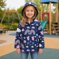 thumbnail image 2 of Sewkxo Toddler Rain Jacket Waterproof Hooded Rain Coats for Girls Windbreaker Outwear,Dark Blue 120, 2 of 6
