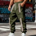 thumbnail image 3 of Generic Men's Stylish Fleece Cargo Joggers Fashion Striped Winter Thermal Casual Outdoor Cargo Sweatpants with Pockets, 3 of 7