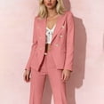 thumbnail image 5 of 2 Piece Sets for Women V-Neck Turndown Collar Solid Color Long Sleeve Cardigan Jacket Long Pant Women 2 Piece Lapel Double Breasted Business Jacket Zipper Pants Sets, 5 of 9