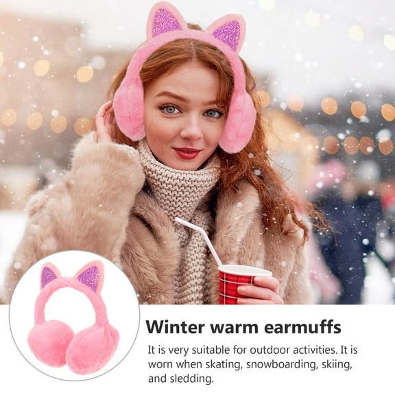 WHAMVOX  Ear Muffs Cat Plush Earmuffs Cozy Windproof Toddler