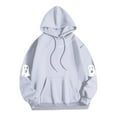 thumbnail image 5 of YDDIAN Halloween Costume Woman Oversized Graphic Baggy Ghost Hoodie Long Sleeve Winter Basic Drawstring Spooky Pullover with Pockets White L, 5 of 5