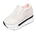 thumbnail image 2 of Vibrex Women's Sandals Women's Fashionable And Casual Versatile Hollow Wedge Heel Eye-Catching Summer And Fall Style Comfortable Elastic Thick-Soled Shoes For Travel,Daily,Vacations_Beige_6, 2 of 9