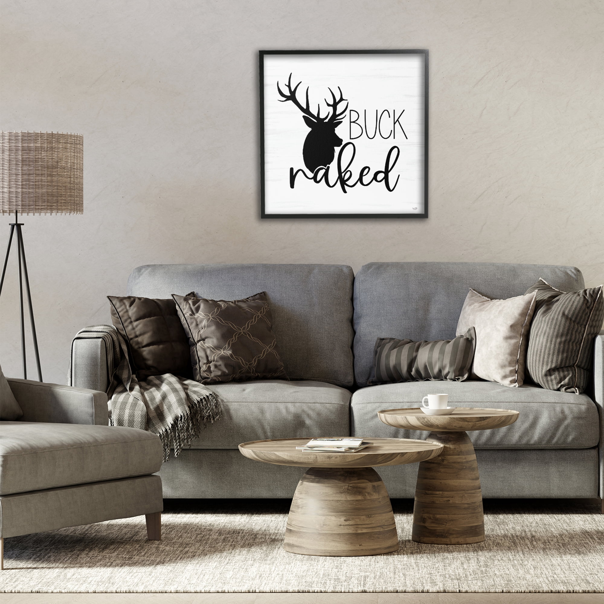 Stupell Industries Buck Naked Silhouette Black Framed Giclee Art, design by Lux + Me Designs