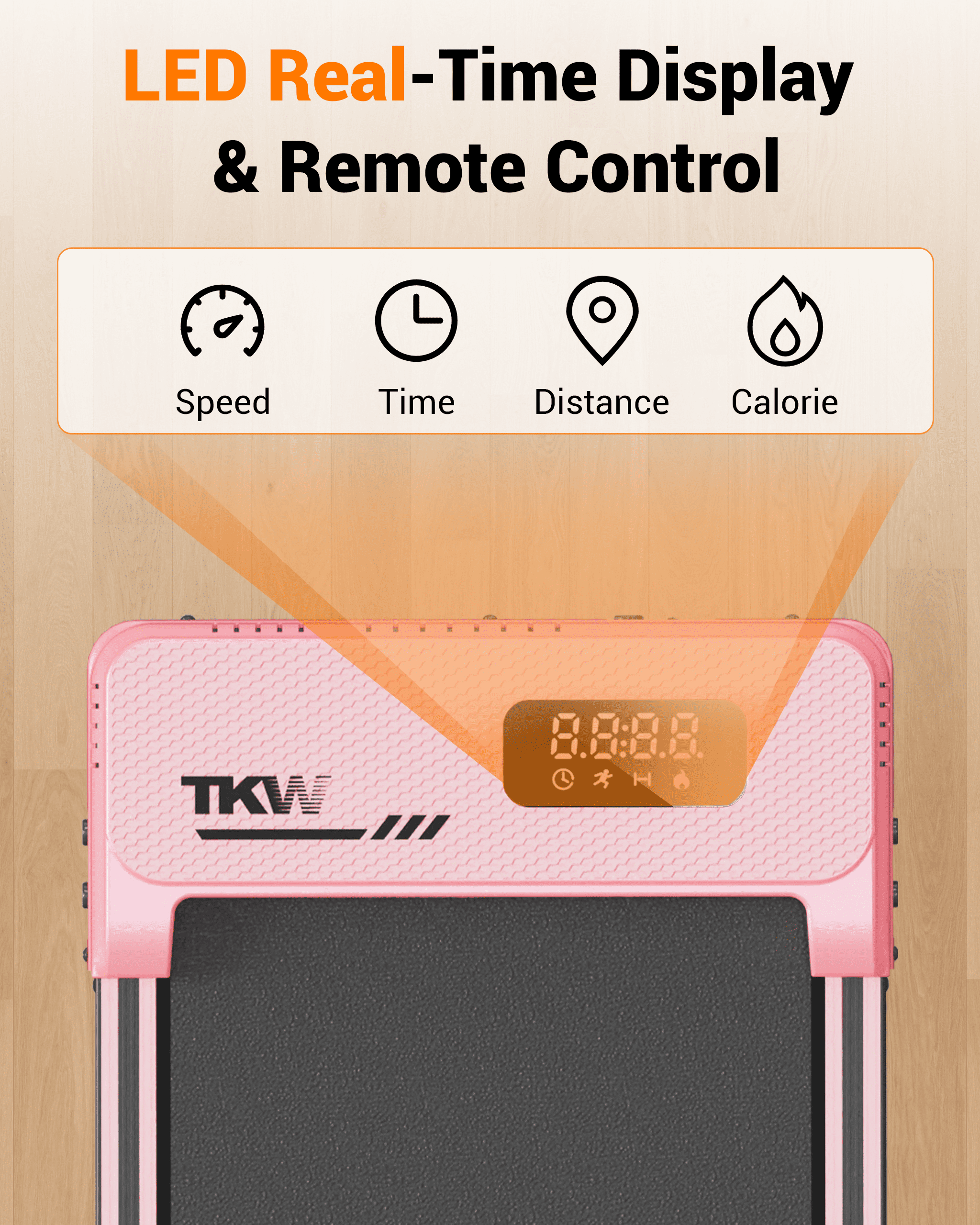 TKW 3-in-1 Under Desk Walking Pad Treadmill, Portable Compact walk pad for Apartment Gym & Small Space, 200 lbs Capacity Walking Pad walkingpad treadmill, Pink