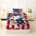 thumbnail image 4 of Manfei Bald Eagle Usa Flag Twin Sheets,Red White Stripes Bedding,3pcs,1 Fitted Sheet and 1 Pillowcase, 4 of 6
