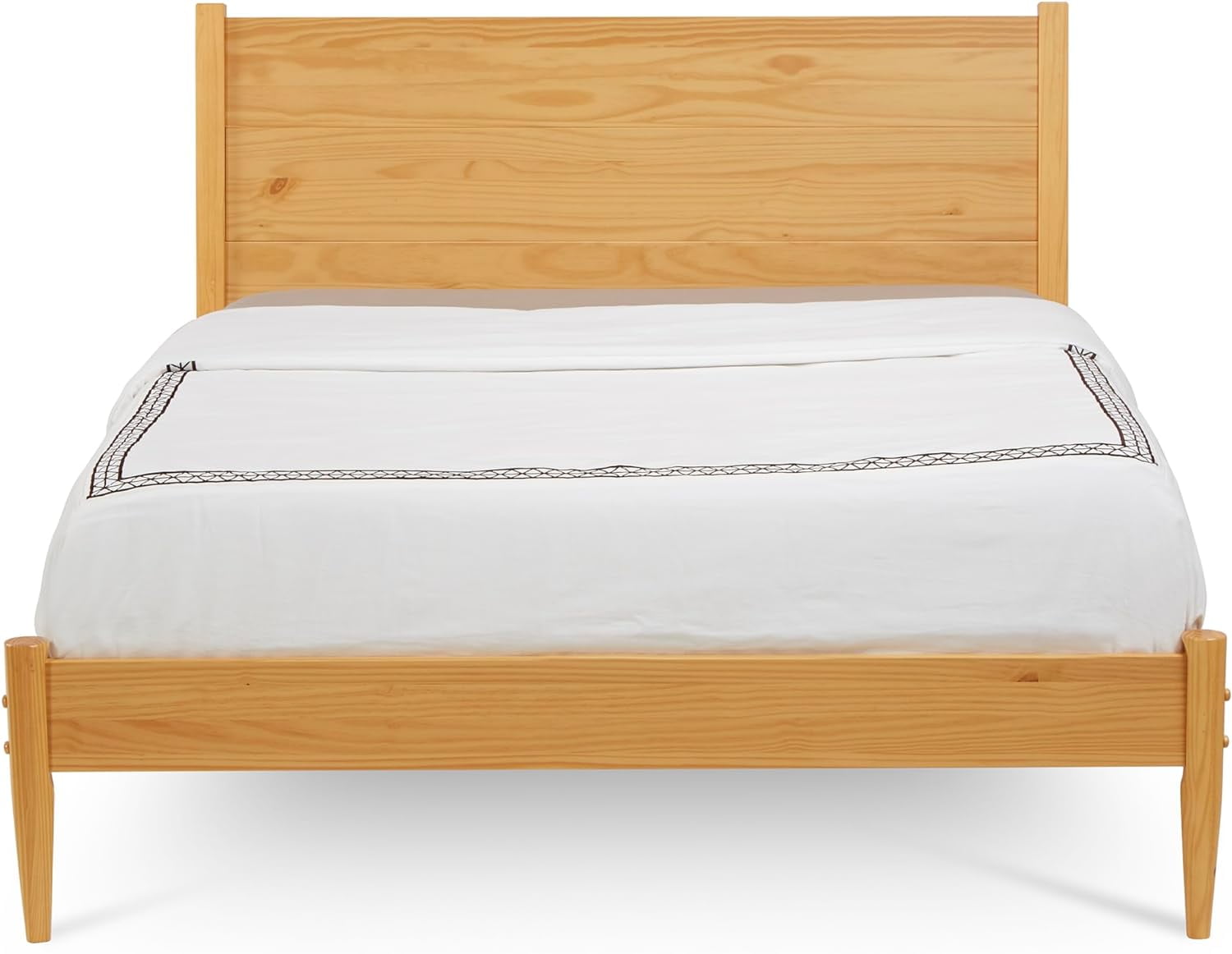 Camaflexi Mid Century Platform Bed Queen Size Solid Wood Bed Frame, Scandinavian Oak 100% Solid Wood