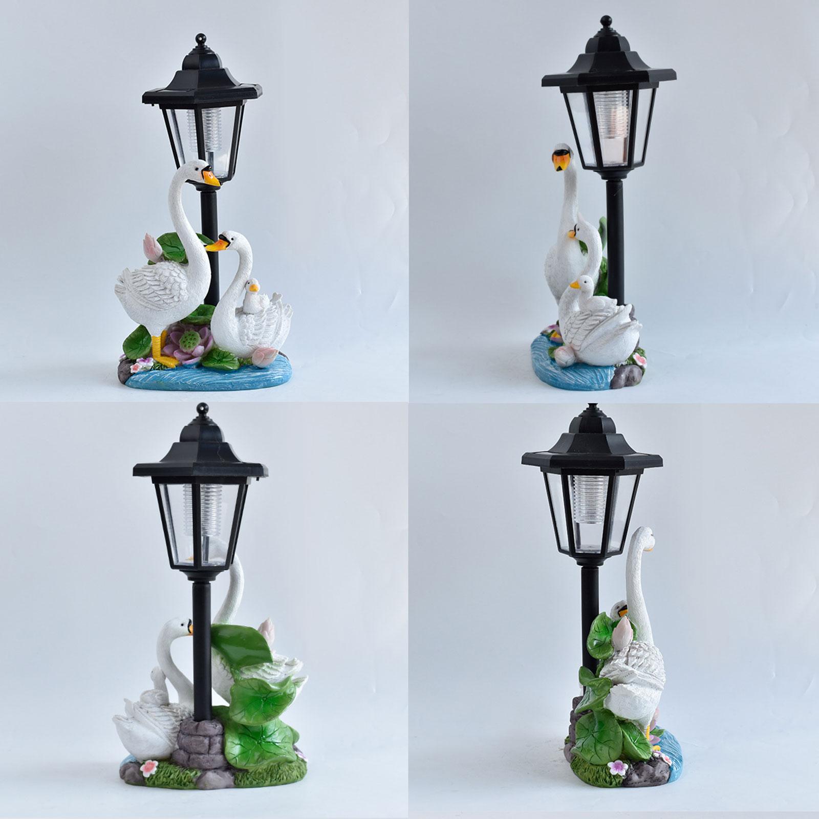 Swan Statue Solar Light Garden Sculpture Waterproof Resin for Front Yard Porch Lawn Decoration