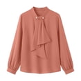 thumbnail image 4 of hoksml Women's Bow Neck Chiffon Blouse Puff Long Sleeve Elegant Loose Shirt for Office Business Daily Flowy, 4 of 4