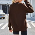 thumbnail image 5 of Brown Sweaters for Women Crewneck Sweatshirt for Women Loose Fit Oversized Pullover Side Slit Zipper 2023 Fall Fashion Womens Fall Fashion 2025, 5 of 5