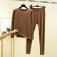 FAIWAD 2 Pyjamas pour Femme Haut à Manches Longues et Pantalon Long Slim Stretch Loungewear Set – image 2 sur 3