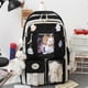 thumbnail image 2 of 5Pcs Kawaii Backpack Casual Bags Cute Aesthetic Backpacks with Tote Handbag Pencil Pen Case Pouch,with Cute Bear Pendant Pins (Black), 2 of 3