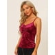 thumbnail image 4 of Disfraz de navidad Camiseta sin mangas de terciopelo para mujer con fruncido en la parte delantera para fiesta Borgo?a M, 4 of 6