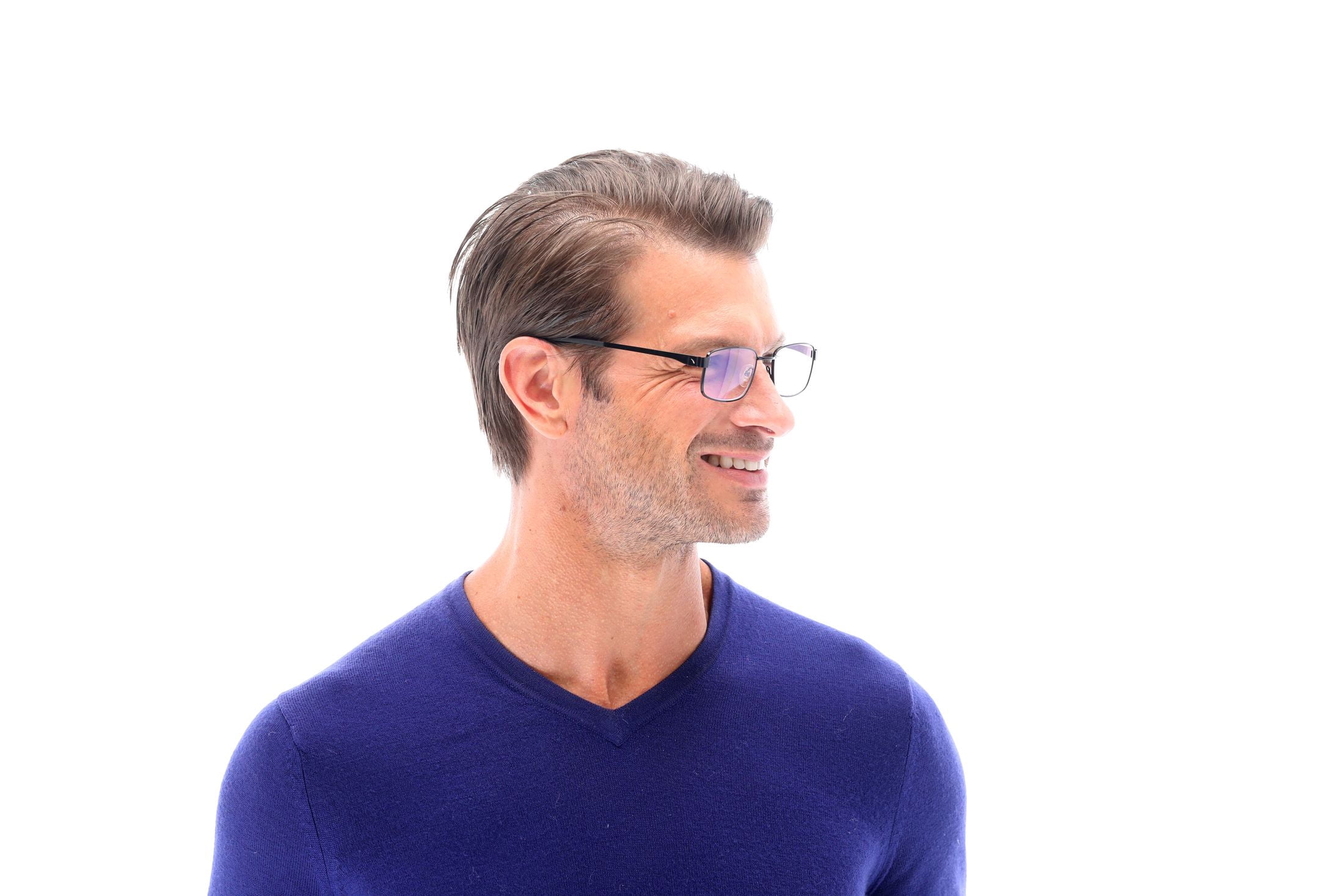 SAV Sportex Blue Light Reading Glasses, Stainless Steel Rectangle Sport Frame, AR4148, +1.25, Gray