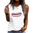 thumbnail image 2 of Mifsaly Women Crewneck Sleeveless Tank Tops Cotton Hotdog Graphic Patriotic Summer Shirts Loose Fit Soft Breathable Versatile Vacation Holiday Wear S, 2 of 4