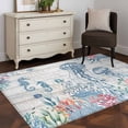 thumbnail image 4 of Coastal Jellyfish 3'x5' Washable Rug, Beach Nautical Ocean Coral Seahorse Vintage Non-Slip Area Rugs for Entryway Kitchen Classroom, StainResistant Dorm Throw Carpet, Low Pile Soft Indoor Floor Mat, 4 of 9