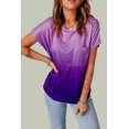 thumbnail image 3 of ABPHQTO Camiseta de manga corta con bolsillo en color morado degradado para mujer, 3 of 5