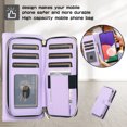 thumbnail image 3 of Allytechgroup for Samsung Galaxy A22 4G Wallet Case, Premium PU Leather Magnetic Buckle Zipper Pocket Card Slots Flip Stand Protective Cover with Hand Strap & Shoulder Strap - Purple, 3 of 12