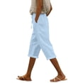 thumbnail image 1 of Women Capri Pants High Waist Drawstring Pants Comfortable Soft Trousers Holiday Wear Beach Casual Pants Women Pants Casual Work plus Size Women Casual Pants Business Casual Clothes for Women plus Size, 1 of 5