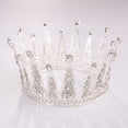 thumbnail image 3 of Zhuge Tiara de boda para novia, diadema de princesa, corona de novia, joyería para el cabello con diamantes de imitación de cristal, decoración para novia, cumpleaños, graduación, boda (plateada), 3 of 4