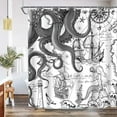 thumbnail image 2 of Black Gray Nautical Octopus Shower Curtain Grey Mermaid Funny Ocean Kraken Shower Curtains for Bathroom Cool Anchor Coastal Map Waterproof Fabric Bath Curtain with Hooks 72x 72, 2 of 6