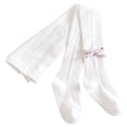thumbnail image 3 of Medias para bebé niña con decoración de lazo, pantimedias de algodón de grosor medio para primavera y otoño, blanco L (95-105 cm/37,4-41,3), 3 of 5