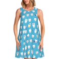 thumbnail image 1 of Balery Cute Healthy Teeth Vestidos de verano para mujer con estampado: vestido holgado sin mangas, vestido playero informal y cómodo para días calurosos., 1 of 7