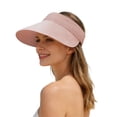thumbnail image 2 of HOWPAY Visor Hats for Women Wide Brim Open Top Adjutable Ponytail Sun Protection Straw Hat Packable Foldable Summer Holiday Beach Cap Pink One Size, 2 of 4