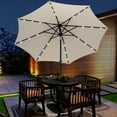 thumbnail image 2 of Outsunny 9ft Solar Patio Umbrella with LED Lights Tilt Canopy, Cream White, 2 of 10