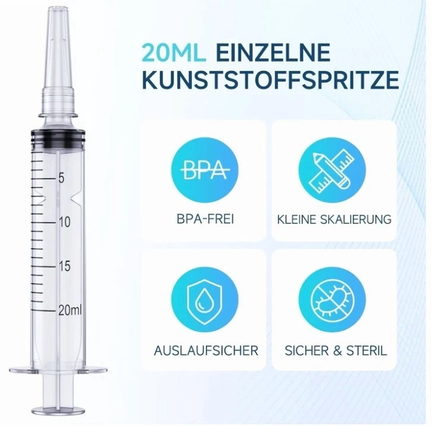 CIRCLE- Plastic Syringes Without Needles 20Ml Syringe 15 Pack Applicator Oil With Cap