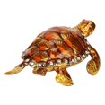 thumbnail image 2 of Tortoise Figurine Electroplated Turtle Jewelry Trinket Storage Box Ornament with Rhinestones, 2 of 5