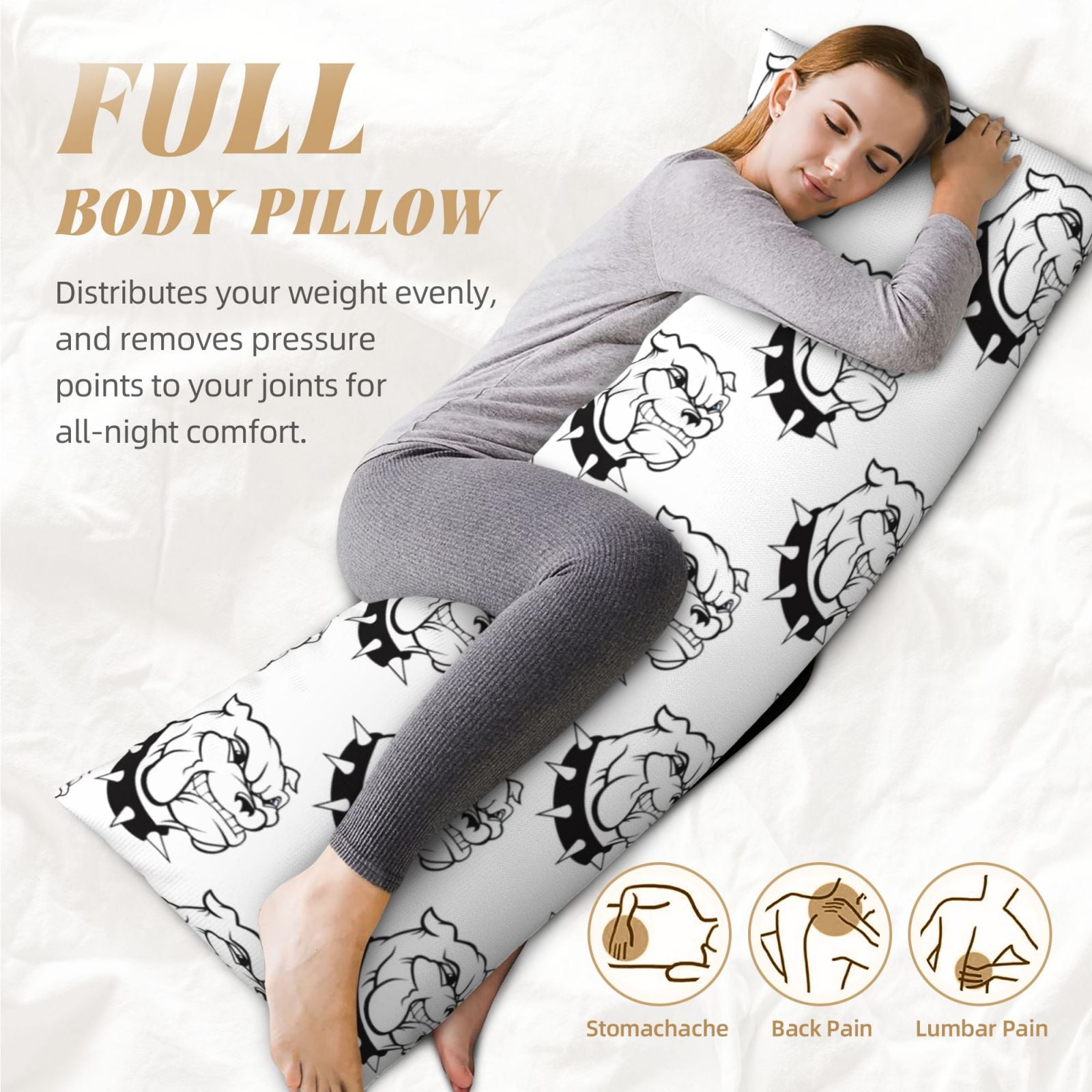 Naloa Cool Dog Super Soft 20x60 Body Pillow Case,Long Side Hidden Zipper（PILLOWS ARE NOT INCLUDED）