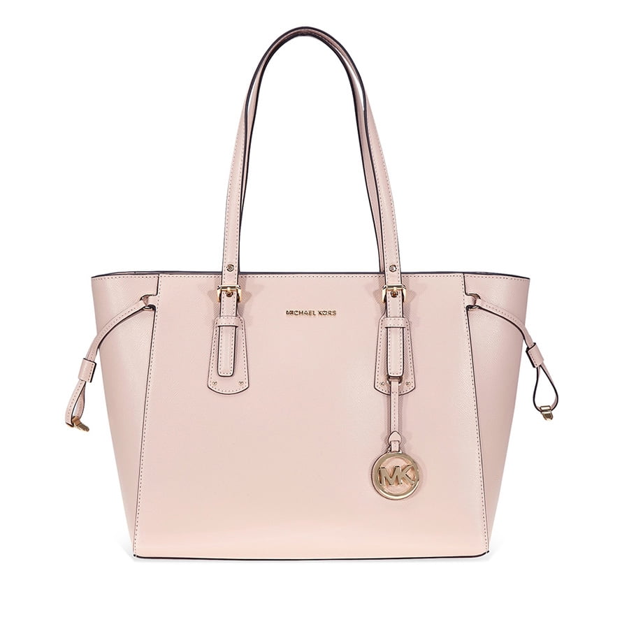 Michael Kors Small Voyager Textured Crossgrain Leather Tote- Soft Pink -  