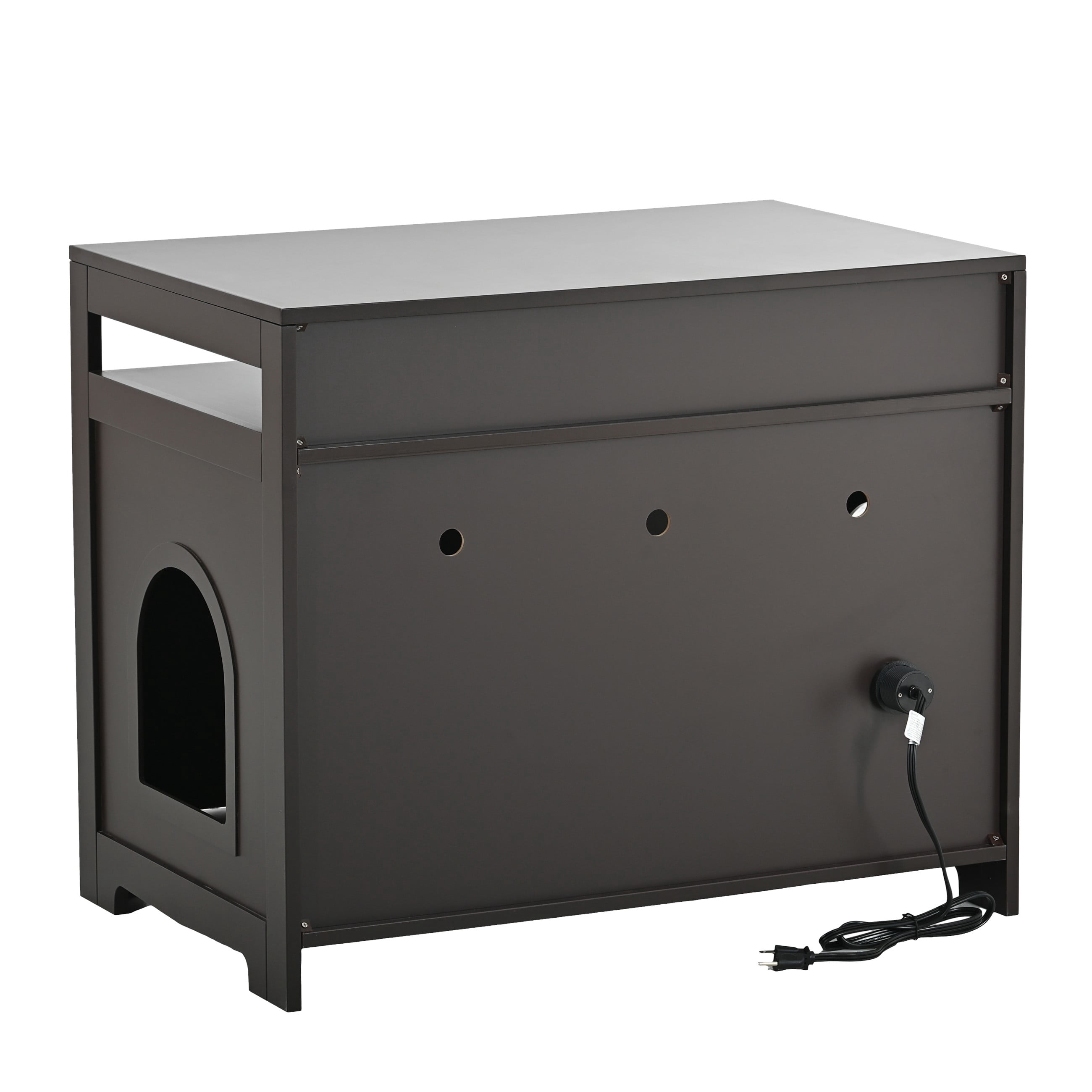 Aukfa Litter Box Enclosure, Cat Litter Box Furniture with Hidden Plug, Espresso