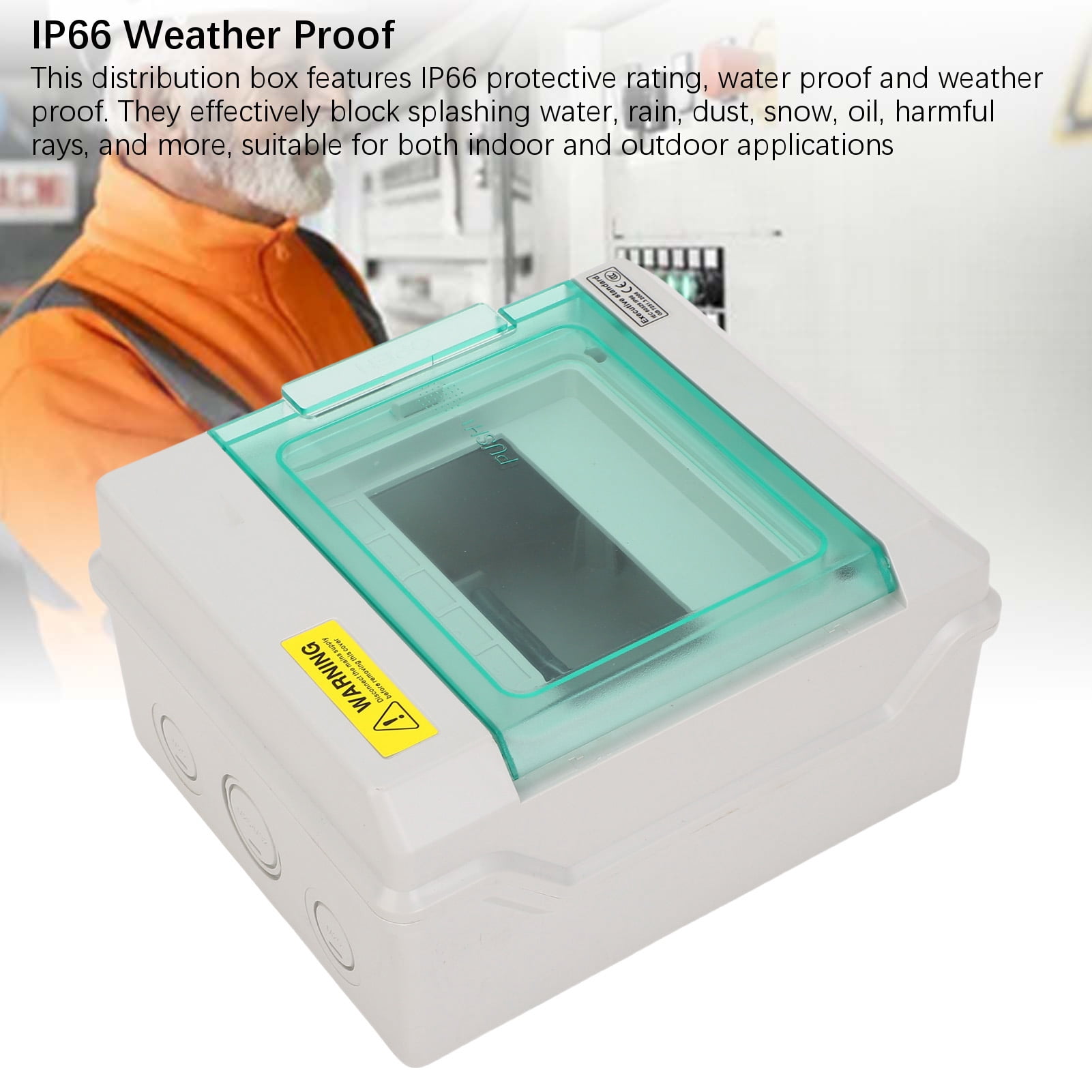 NFTIGB 6 Way Distribution Box IP66 Water Proof DIN Rail Outdoor Circuit Breaker Enclosure Power Junction (7.87 in / 200 mm)