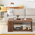thumbnail image 4 of Gymax 2-Tier Coffee Table Sofa Side Table w/ 2 Shelves for Living Room Walnut, 4 of 10