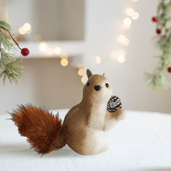 Mini Christmas Tree Decorations Cute Lifelike Squirrels Hanging Figurines Pines Cones Decorations Hanging Ornaments Forest Animals Decorations Christmas Decor