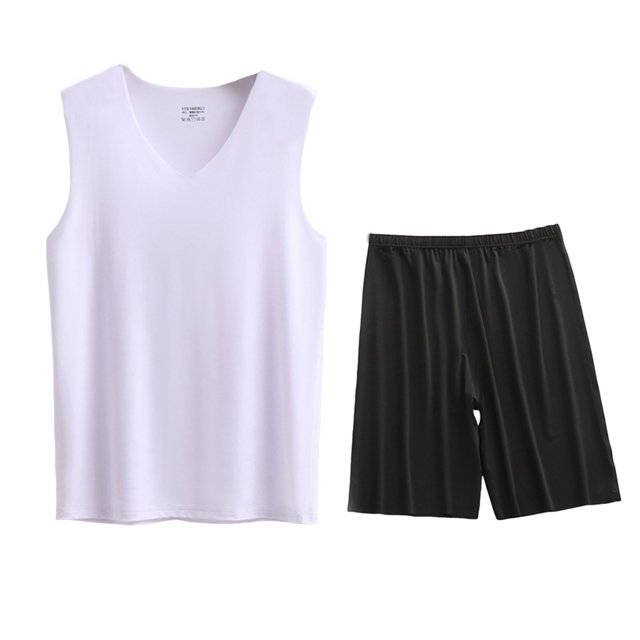 Conjunto Deportivo de los Hombres, Moda Casual de Color Sólido Cuello en V sin Mangas de Elasticidad Superior para el Desgaste Al Aire Libre, Traje Atlético de Humedad