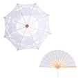 thumbnail image 2 of 1 Set Lace Umbrella Hand Fan Set Wedding Decorative Parasol Photography Prop, 2 of 9