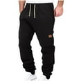 thumbnail image 2 of qolati Mens Sweatpants Fleece Warm Drawstring Elastic Waisted Joggers Casual Loose Fit Cuffed Leg Pants Fashion Streetwear Trousers with Pockets Black XXL, 2 of 7