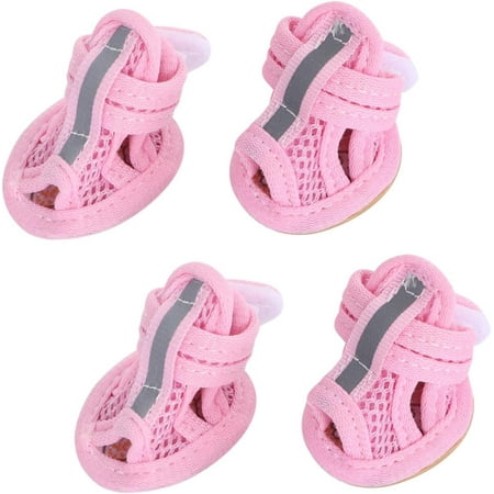 4pcs for Small Dogs Dog Boots for Large Dogs Ruffled Socks Blue Boots Blue Sneakers Puppy Gloves Puppy Shoes Pink Mesh Boots Detachable Summer Boots