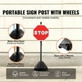 thumbnail image 5 of KFFKFF Mobile Sign Holder, 5ft Durable Cast Iron Post with Sturdy Plastic Base on Wheels, Flexible Solution for Displaying No Parking & Handicap Signs, Includes Base, Hardware, in Black, 5 of 9