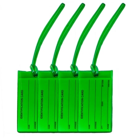 Green Bag Tag Luggage Tags 4 Green Jelly Tags | Made in USA | High Visibility Travel Luggage Tags easy to spot ()