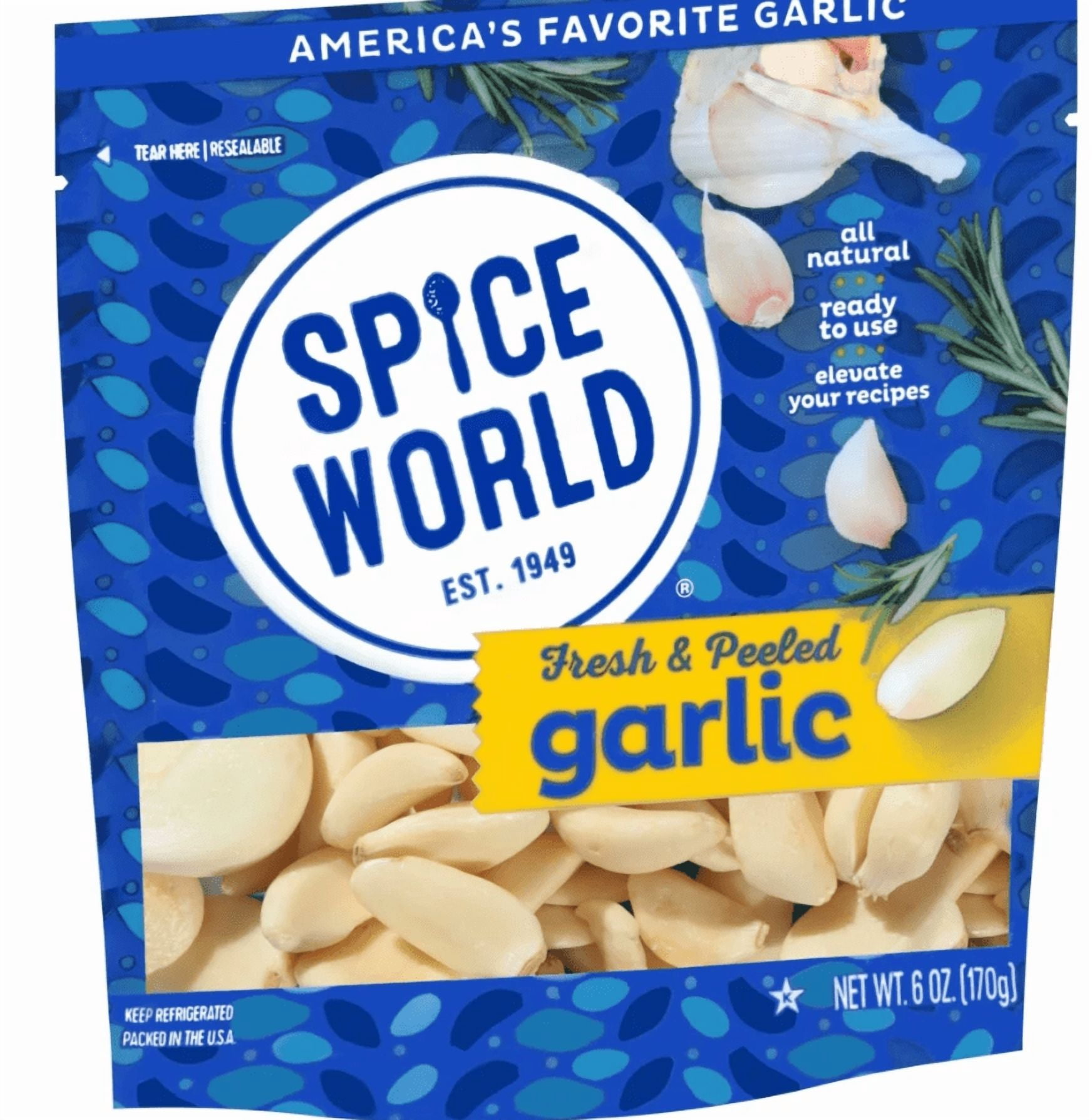Spice World Fresh Peeled Garlic, 6 oz, Pouch
