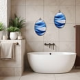 thumbnail image 6 of Canvas Wall Art Blue White Stripe Decorative Decor Wave Patterns Repetitive Lines Oval Framed Canvas Prints Vintage Wall Hanging Decor for Home Decorations 8.6"x11.4", 6 of 7