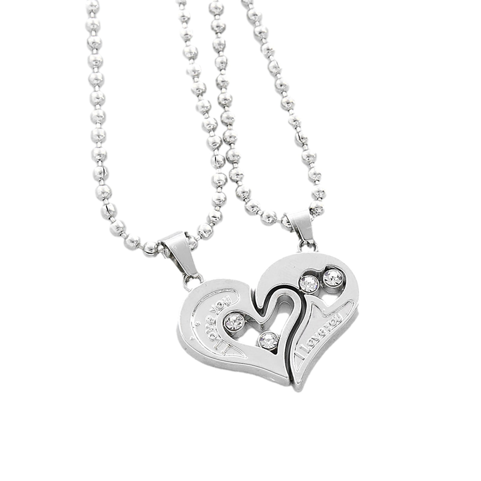 Jpgif Stainless Steel Mens Womens Couple Necklace Pendant Love Heart Puzzle Matching Valentine S Day Gift Walmart Com