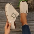 thumbnail image 2 of Hopeusnice Wedges Shoes for Women Non-Slip Pu Fall Shoes Soft Trendy Wedges Shoes Thick-Soled Wedge Heel Closed-Toe Sandals Almond Toe Shoes Almond Toe Comfortable Walking Shoes Beige 40, 2 of 8