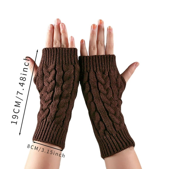IROINNID Discount Thermal Gloves for Women Knit Gloves Knitted Arm Finger-less Keep Warm Winter Gloves Soft Warm Mitten,Coffee