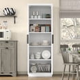 thumbnail image 2 of 71'' Tall Storage Kitchen Pantry Cabinet with Adjustable Shelves&Fluted Door, 5-Tier Cabinet for Living Room Kitchen Dinning Room Bedroom, White, 2 of 9